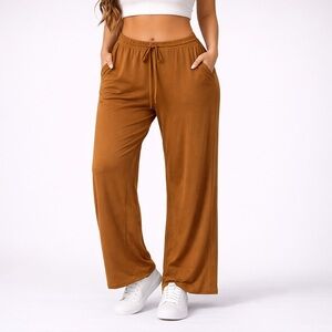 Wide Leg Drawstring Lounge Pants in Camel